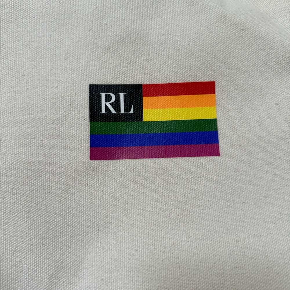 Ralph Lauren Cream Canvas Crossbody with Rainbow RL Flag - Picture 5 of 6